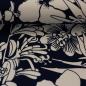 Preview: Baumwoll Stretch-Satin Bloom - cremeweiße Blüten auf Dunkelblau